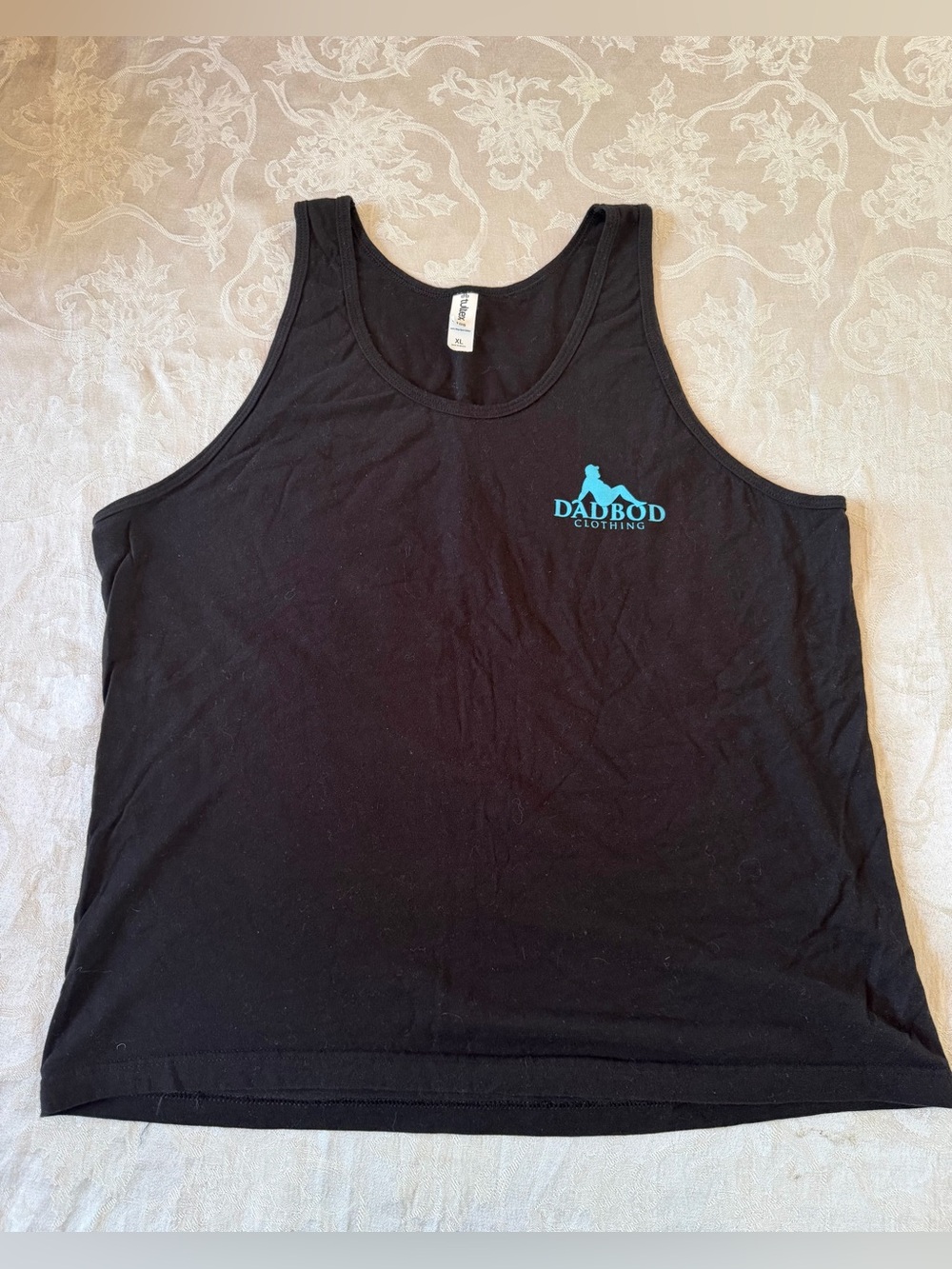 Dad Bod Clothing Men’s Black Tank With Blue Logo Size XL